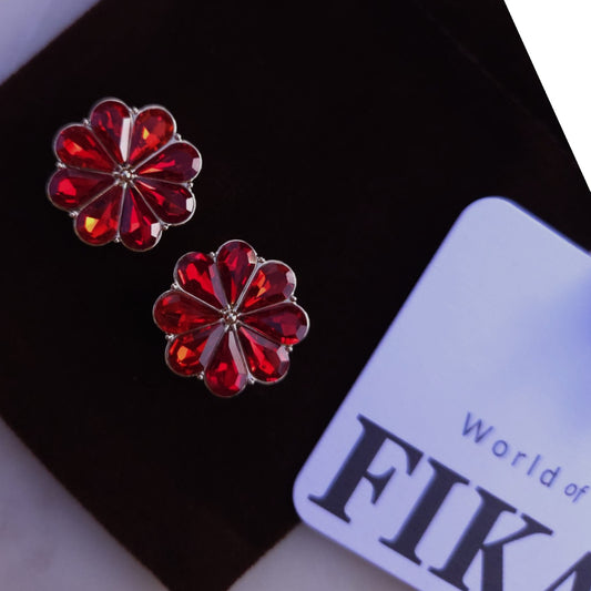 The Diamond Red Bloom Button Set - Set of 2