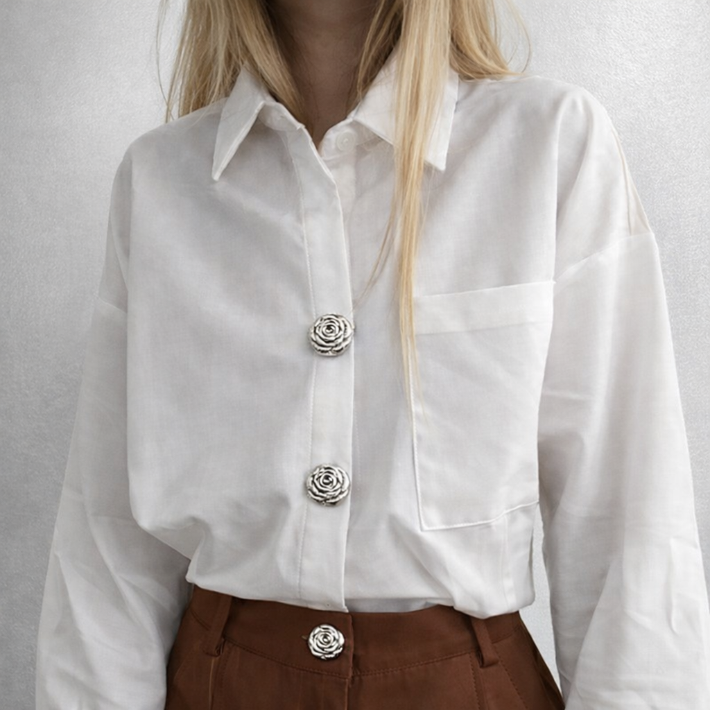 The Silver Rose Button Set - Set of 6