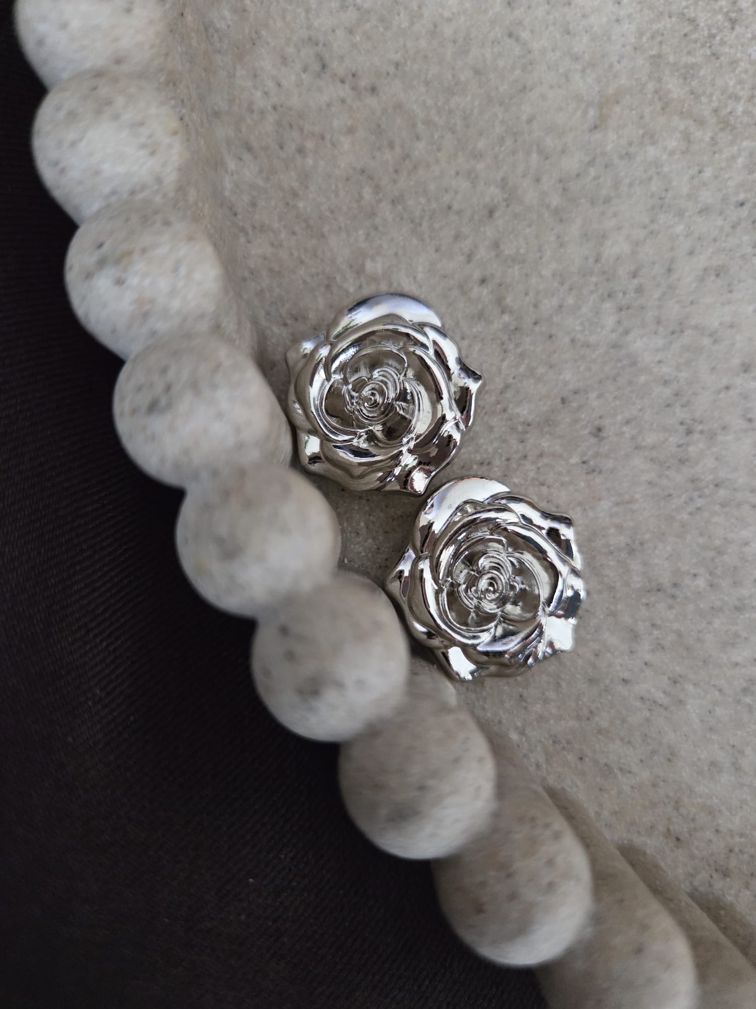 Lovely Silver Rose Buttons
